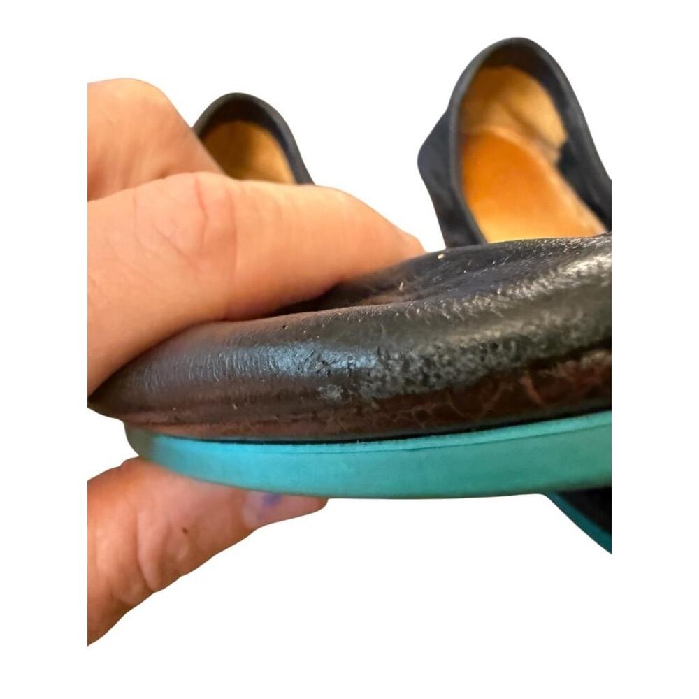 EUC TIEKS Black Leather Ballet Flats 7 $50 - Picture 5 of 8